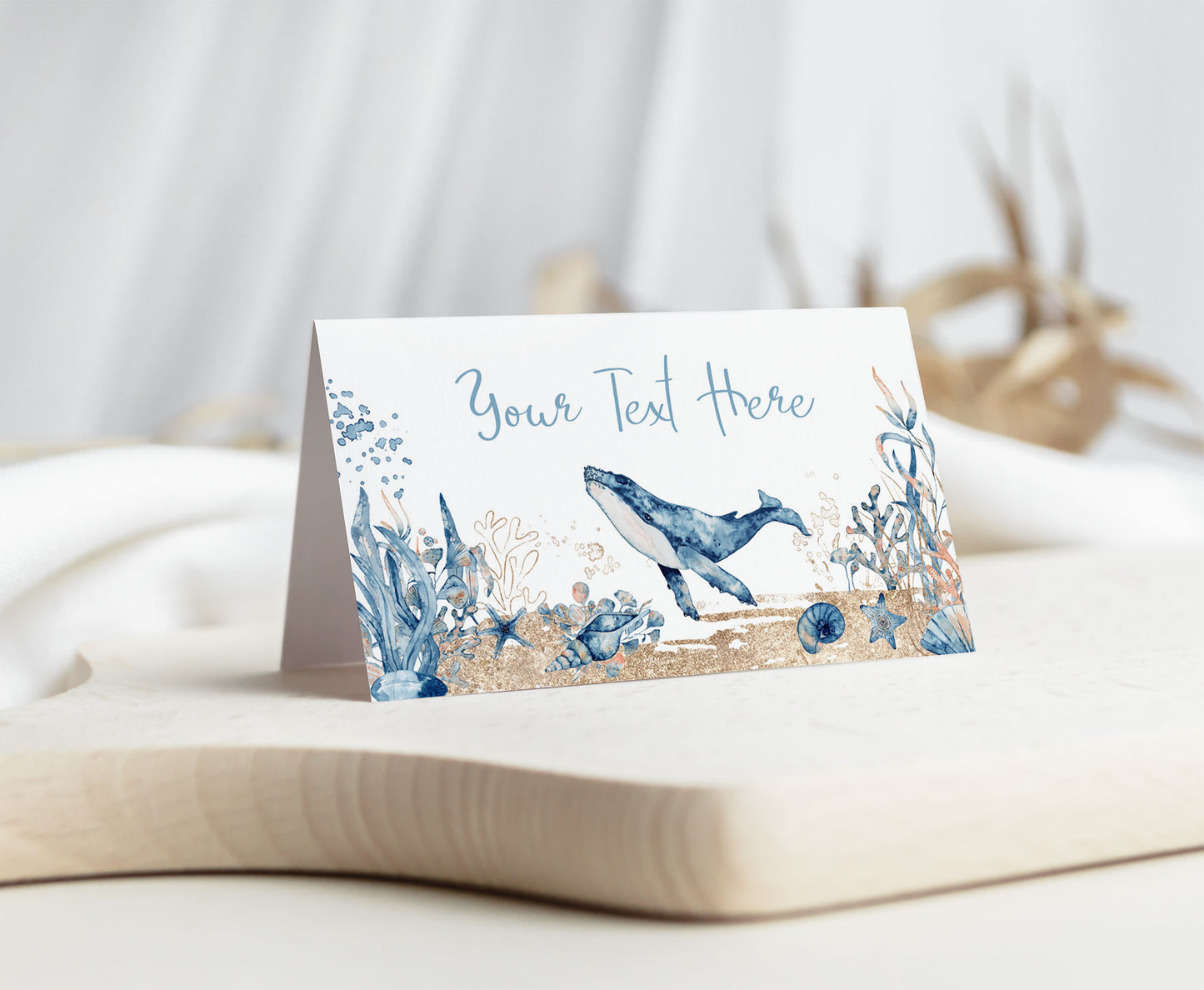 EDITABLE  Whale Place Cards |  Under the sea Party Food Labels - 44C