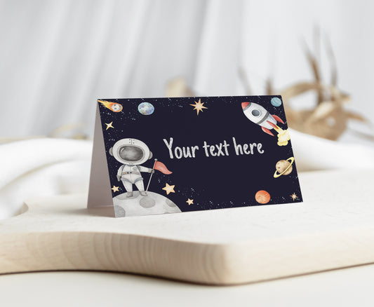 Space EDITABLE Place Cards |  Astronaut Party Food Labels - 39C