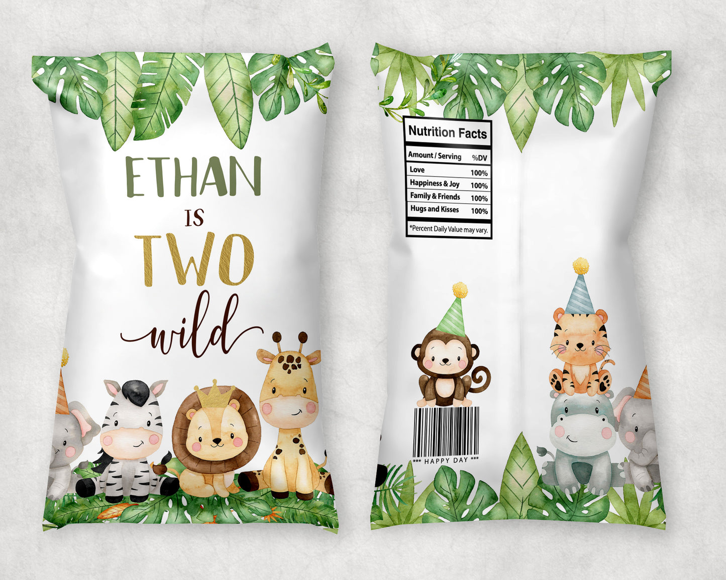 Editable Safari Chip Bag Wrapper | Jungle Theme Birthday Party Decorations - 35E