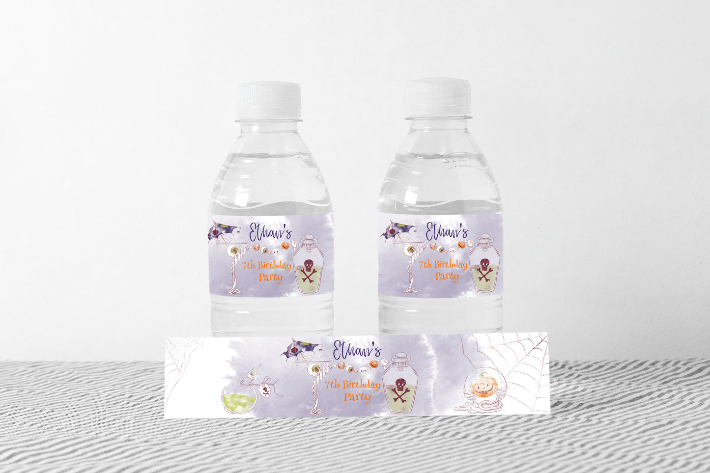 Editable Halloween Birthday Party Water Label | Halloween Party Theme- 115A