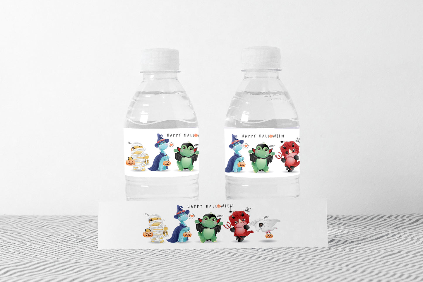 Halloween Water Bottle Labels | Dinosaur Party Decorations - 115F