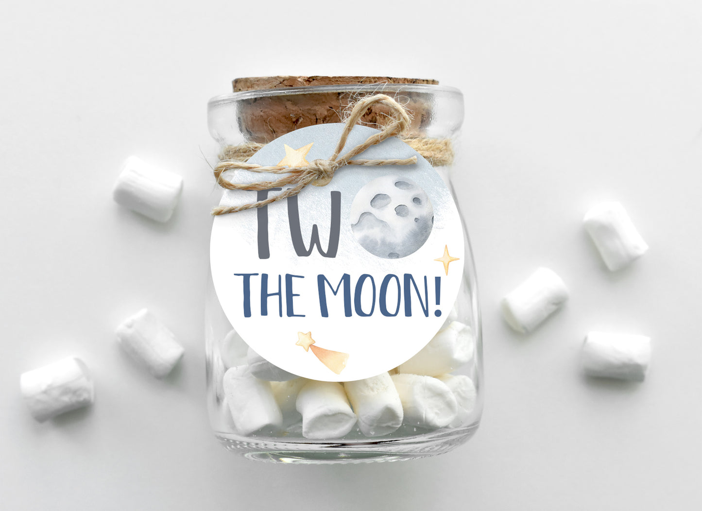 Two The Moon Cupcake Toppers | Space Themed 2nd Birthday Party Decorations - 39B