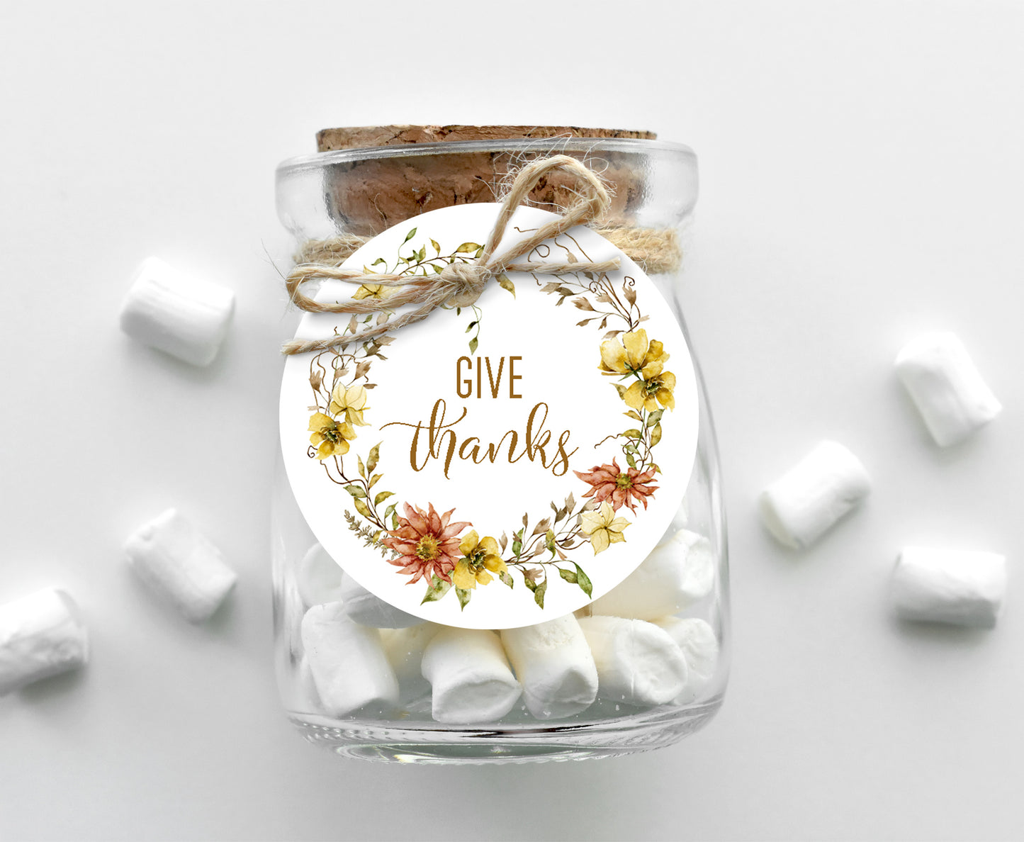 Give Thanks Tags 2"x2" | Thanksgiving Favor Tags - 118