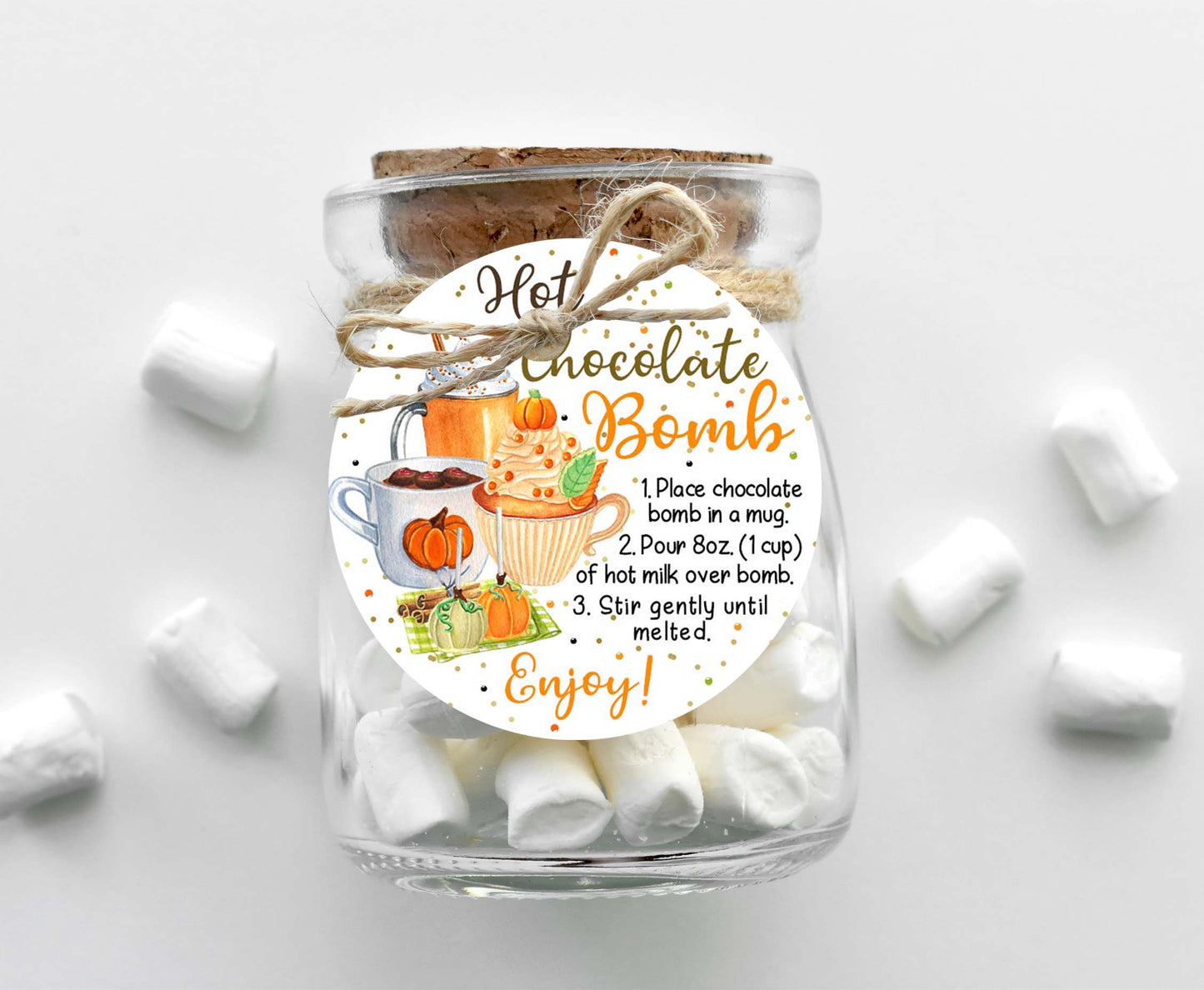 Hot Chocolate Bomb Instructions Tags 2"x2" | Fall Gift Tags- 30