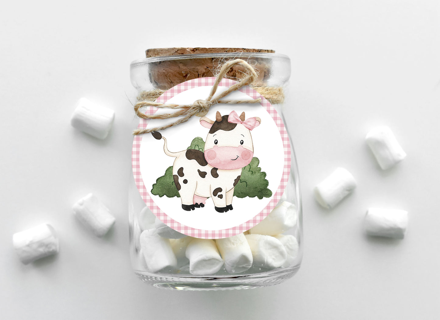 Pink Cow Cupcake Toppers | Girl Farm Themed Party Cupcake Picks - 11A