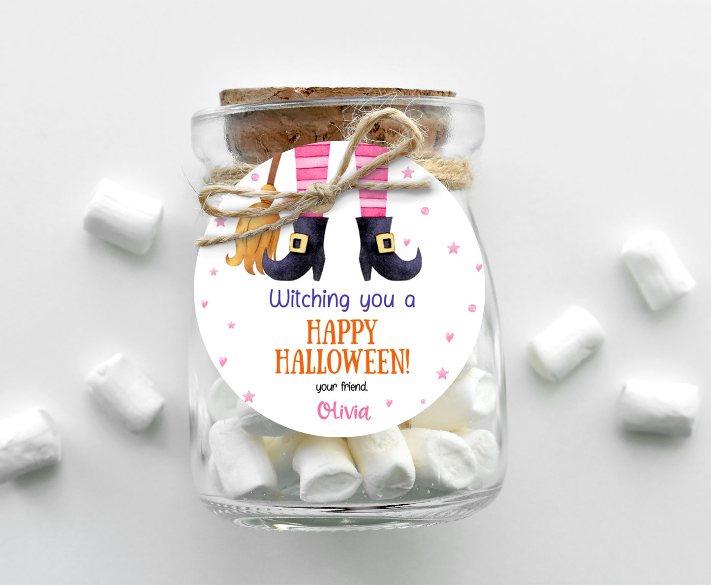 Editable Halloween Witch Tags 2"x2" | Halloween Favor Tags - 115