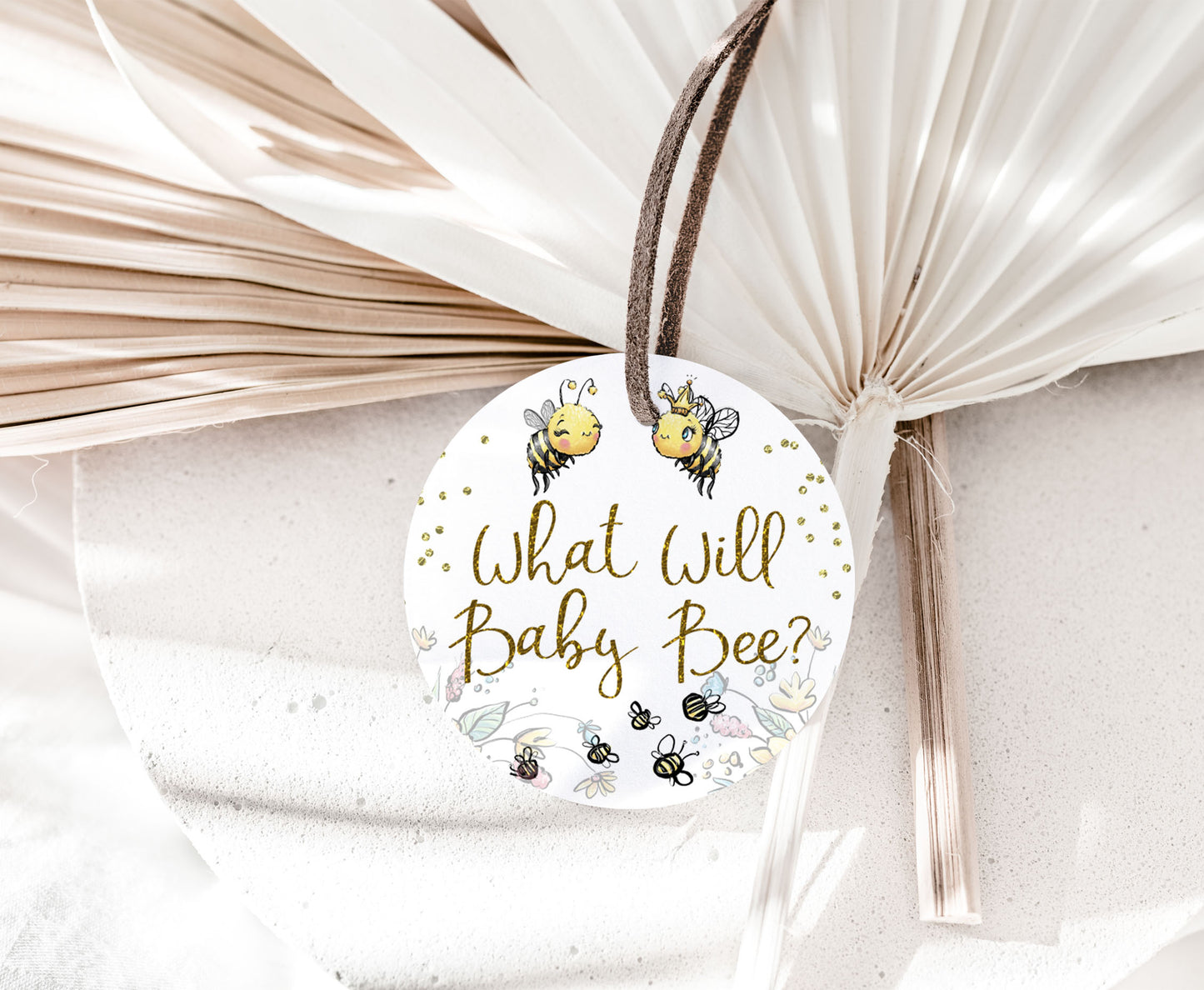 What will baby bee tags 2"x2" Square and Round | Bee Gender Reveal Decorations - 61A