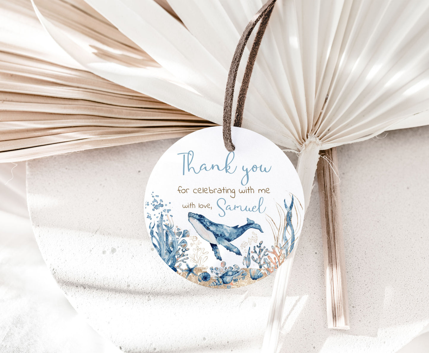 Whale Thank You Tags | Editable under the sea Birthday Party Decorations - 44C