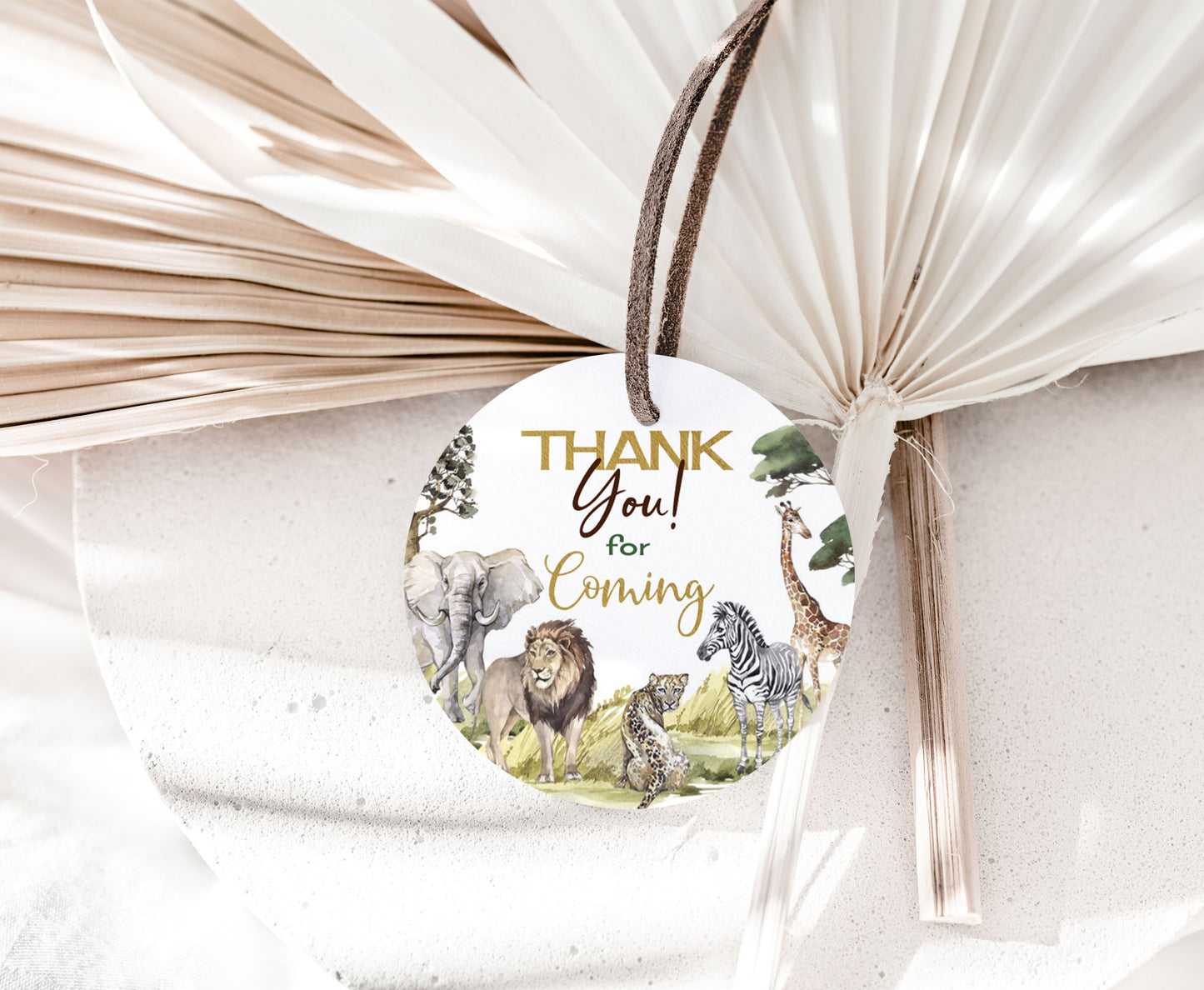 Safari Thank You Tags 2"x2" | Jungle Themed Party Decorations - 35I