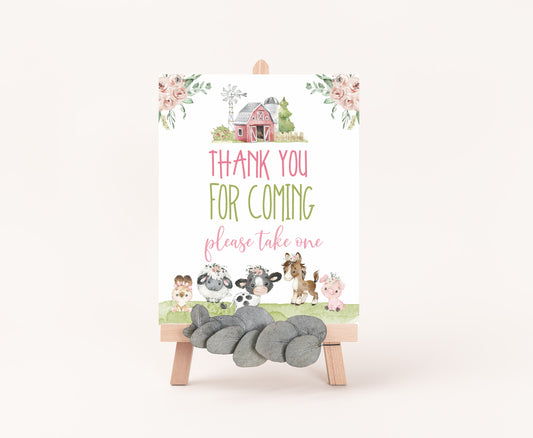 Thank You For Coming Sign Printable | Floral Farm Party Table Decoration - 11C1