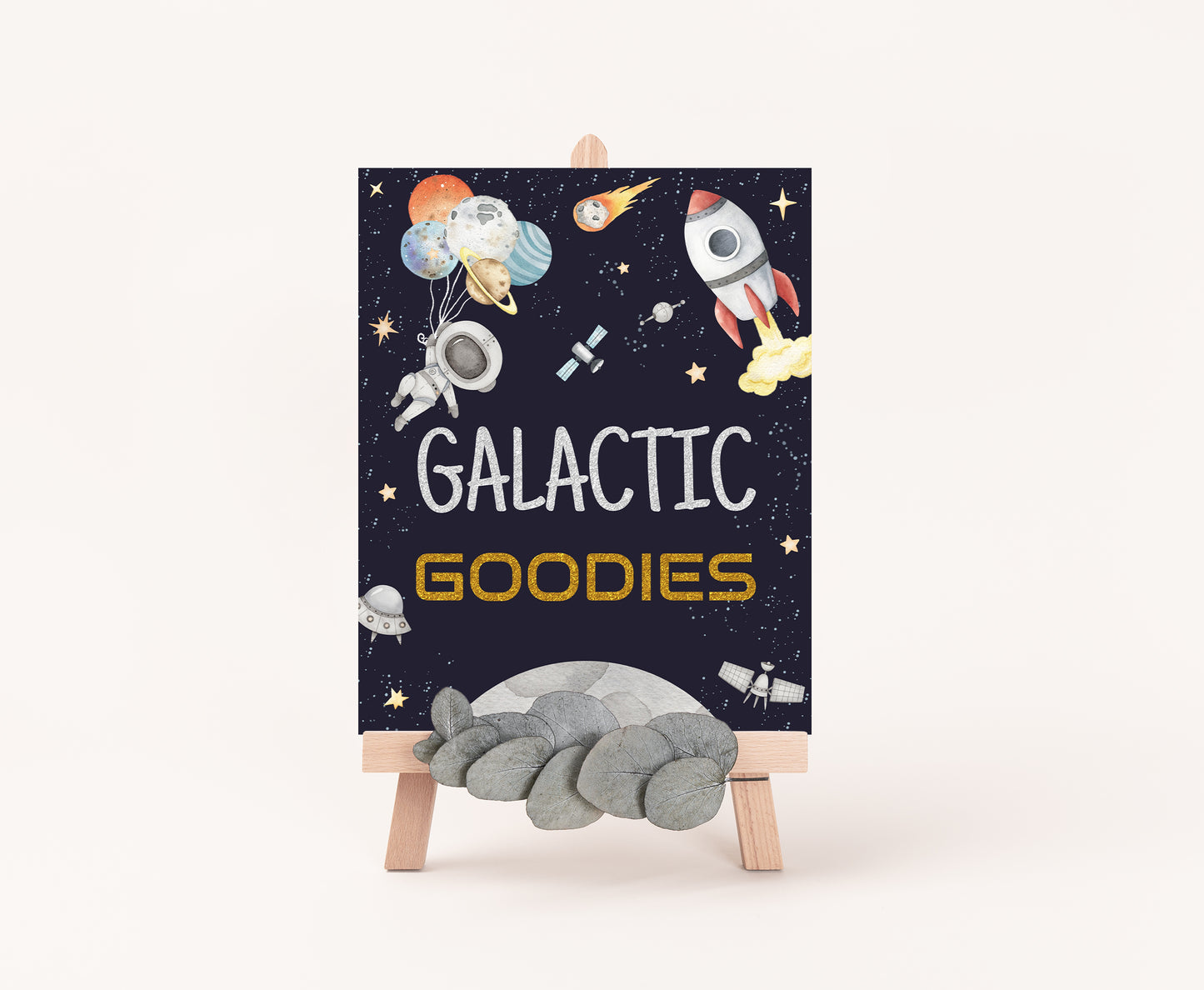 Space Galactic Goodies Sign | Jungle Themed Party Table Decorations - 39C