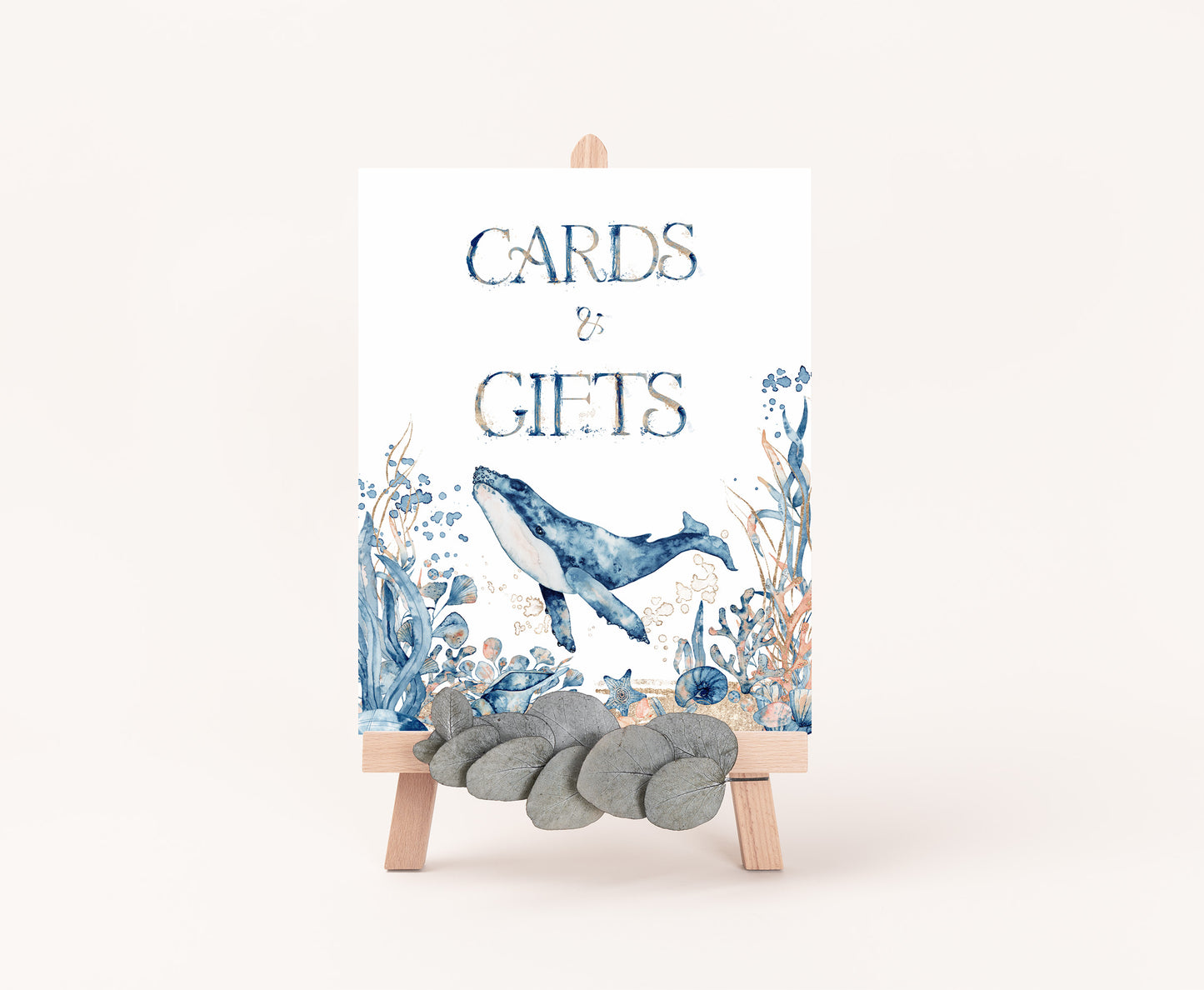 Whale Cards and gifts Sign | Under the sea Themed Party Table Decorations - 44C