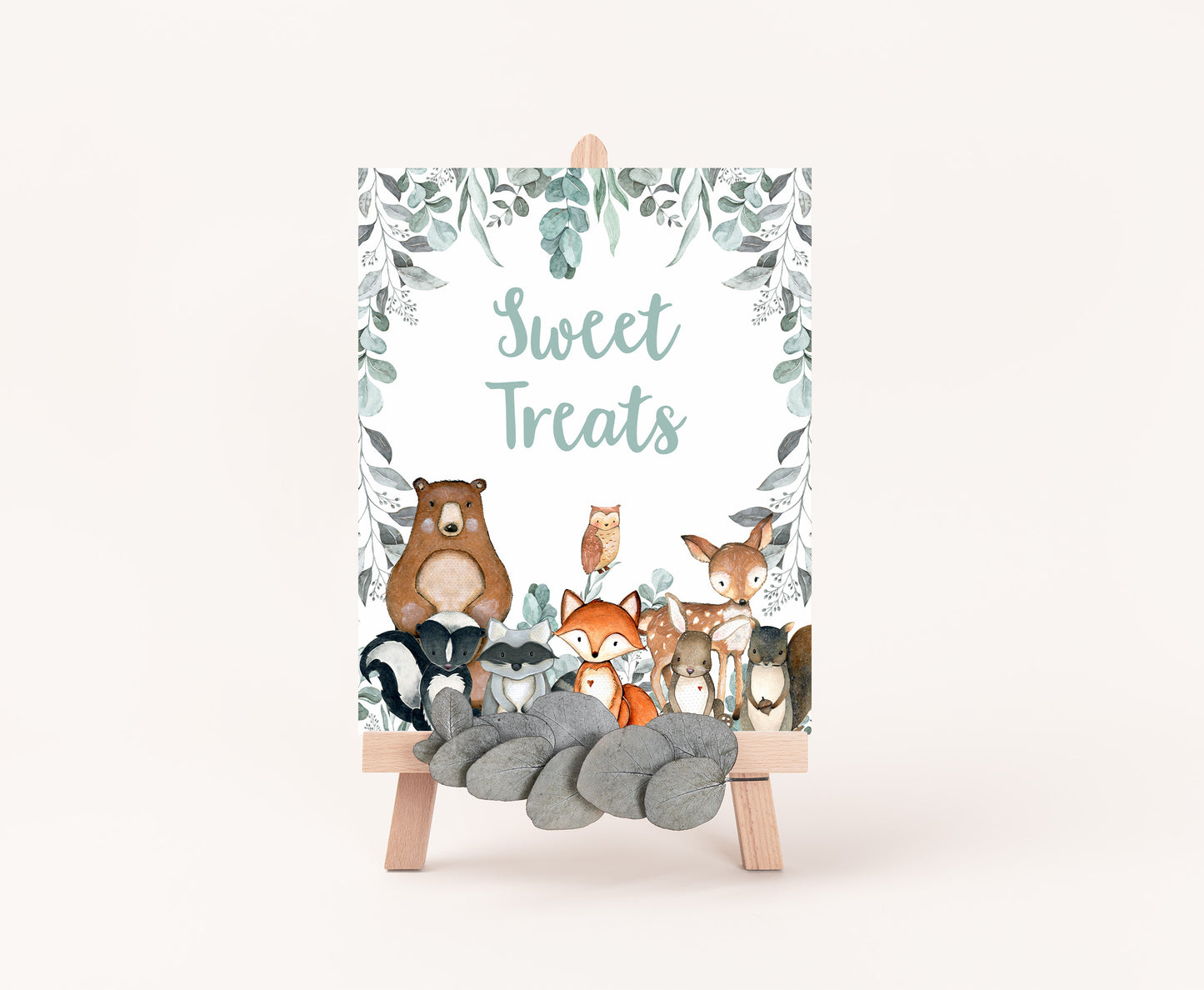 Woodland Sweet Treats Sign | Forest Themed Party Table Decorations - 47J1