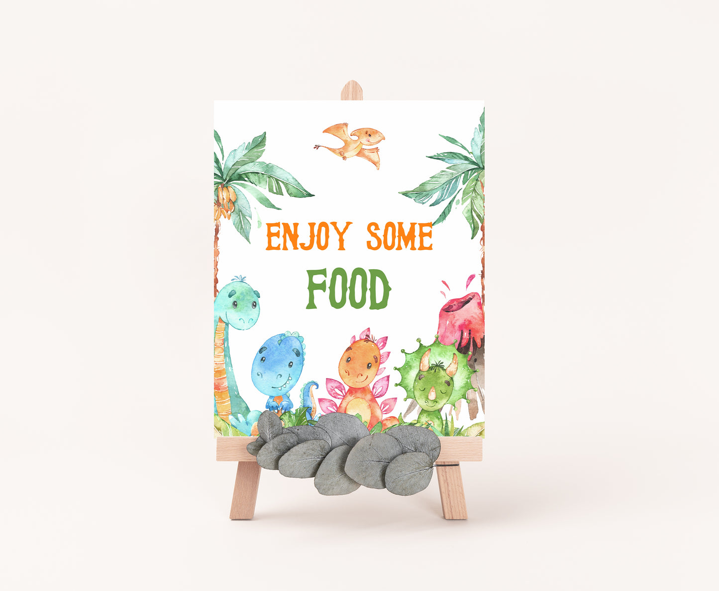 Dinosaur Enjoy some Food Sign |Dinosaur Themed Party Table Decorations - 08A