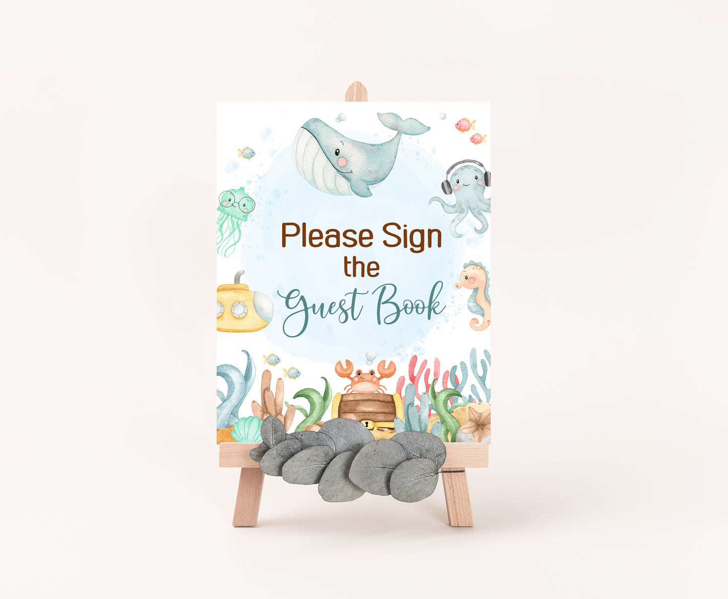 Under the Sea Guest Book Sign | Ocean Themed Party Table Decorations - 44A