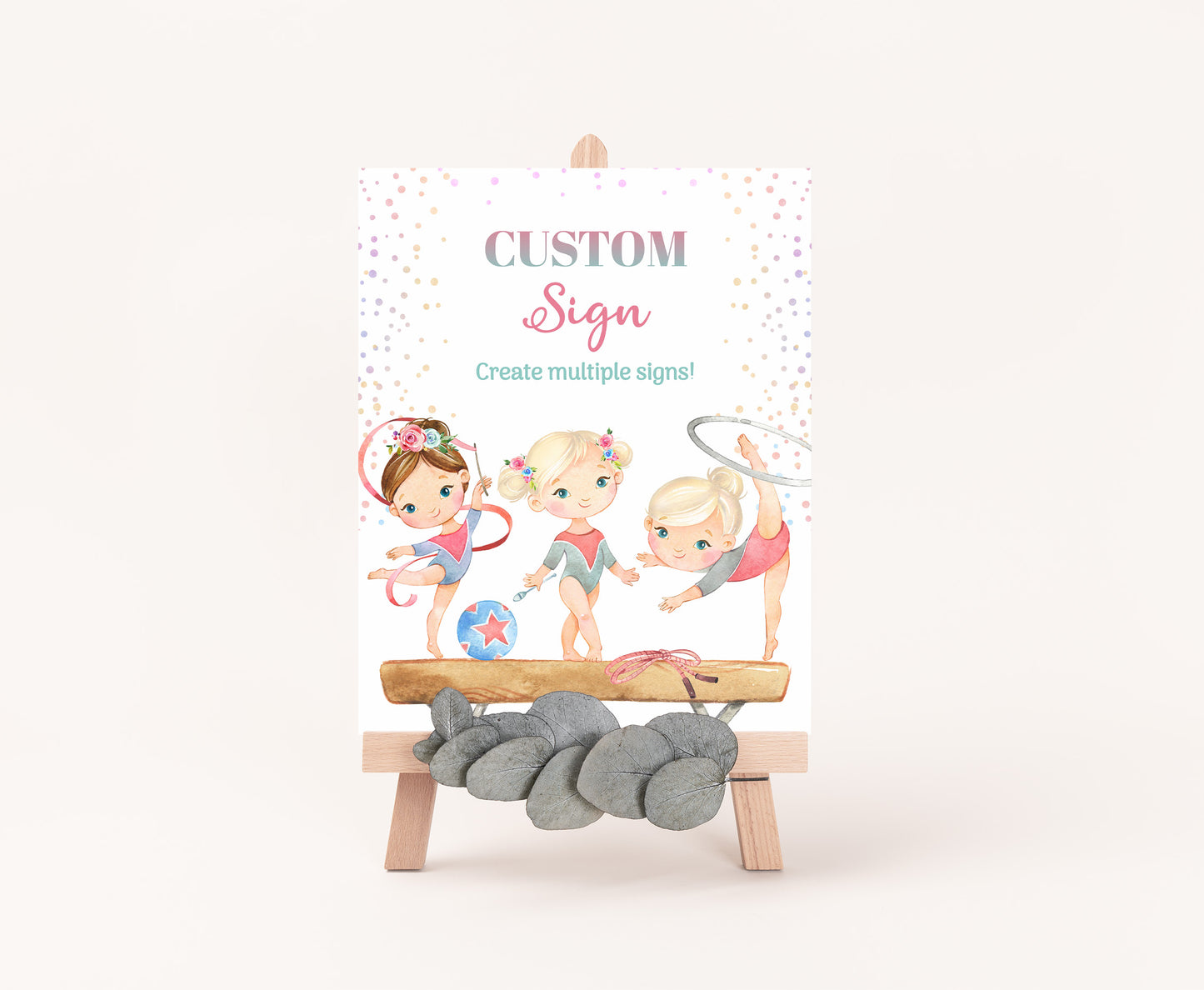 Custom Gymnastic Table Sign | Gymnastic Theme Party Decorations - 99A