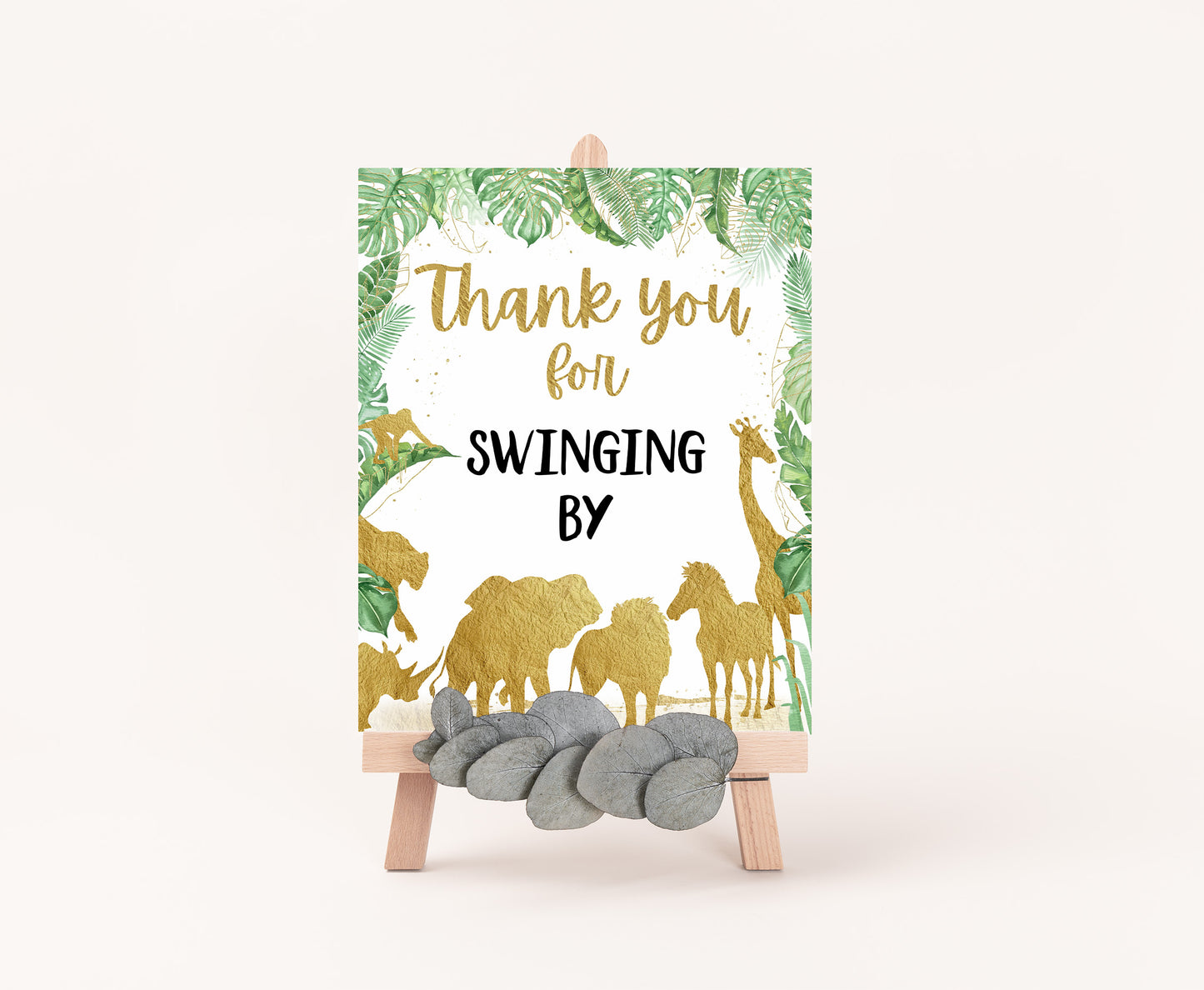 Safari Thank you for Swinging by Sign | Jungle Themed Party Table Decorations - 35K