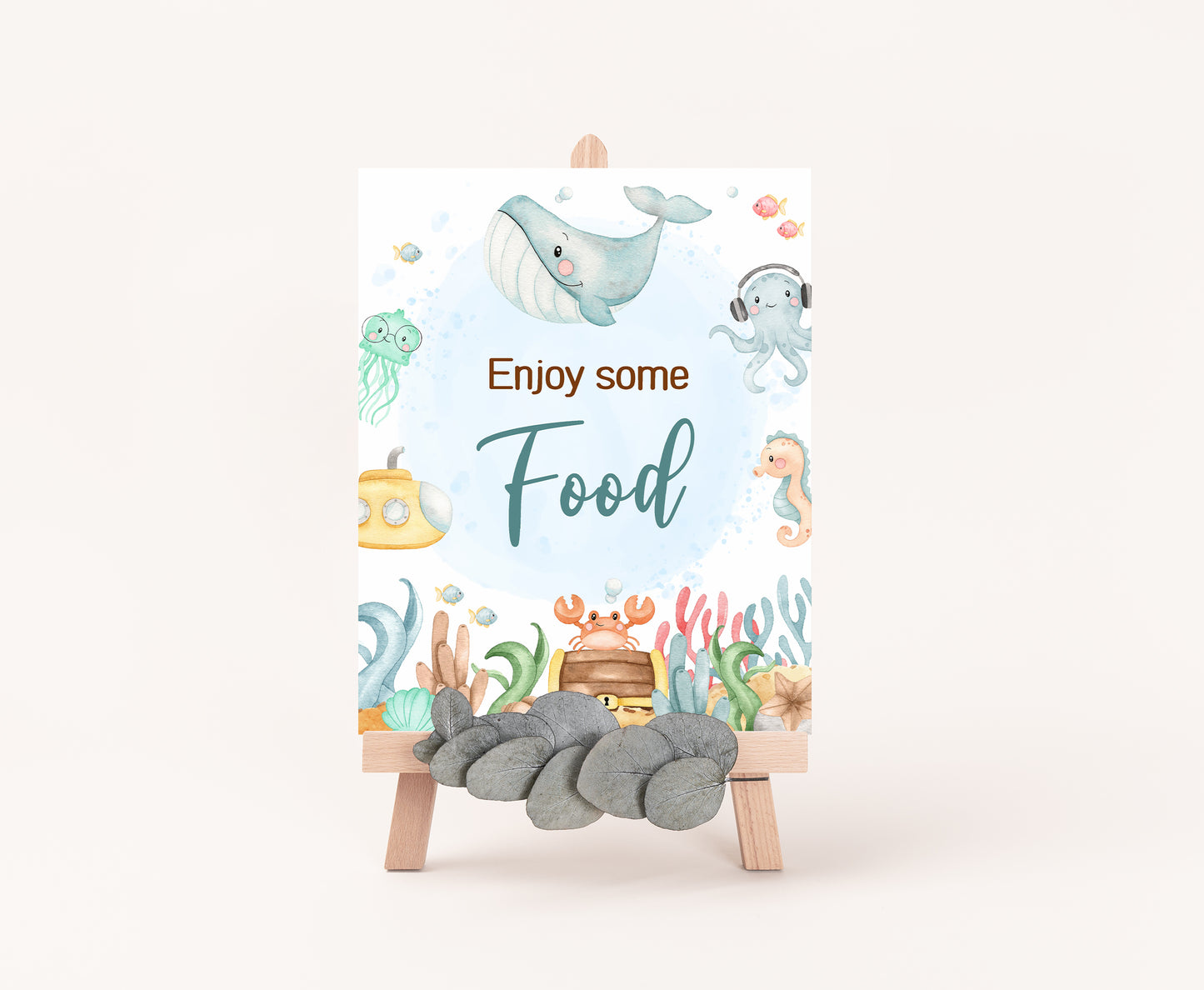 Under the Sea Food Sign | Ocean Themed Party Table Decorations - 44A
