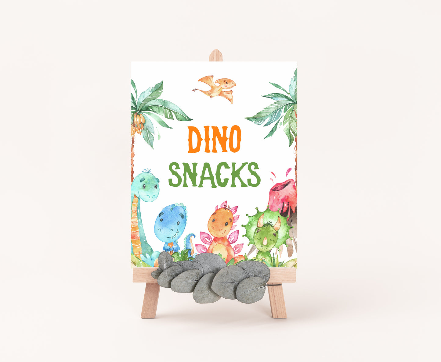 Dino Snacks Sign | Dinosaur Themed Party Table Decorations - 08A
