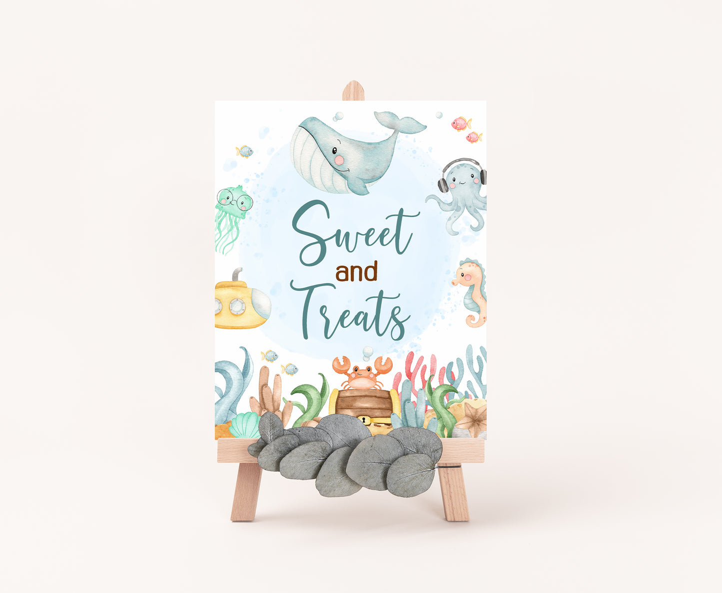 Under the Sea Sweet and Treats Sign | Ocean Themed Party Table Decorations - 44A
