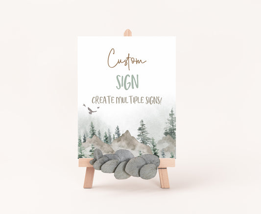 Custom Woodland Table Sign | Forest Theme Party Decorations - 47H