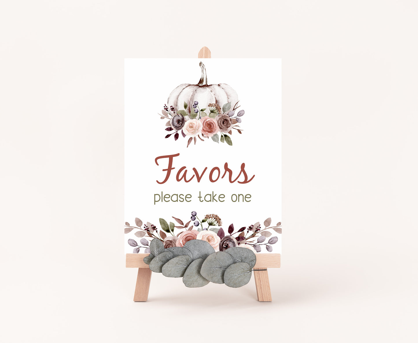 Fall Favors Sign | Pumpkin Themed Party Table Decorations - 30I