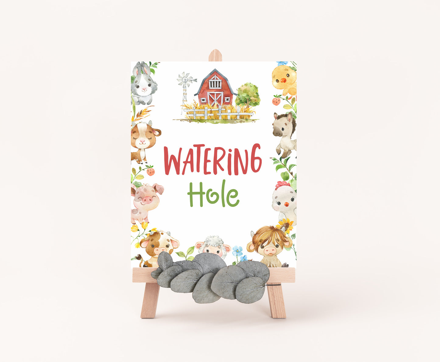 Watering Hole Sign Printable | Farm Party Table Decoration - 11d