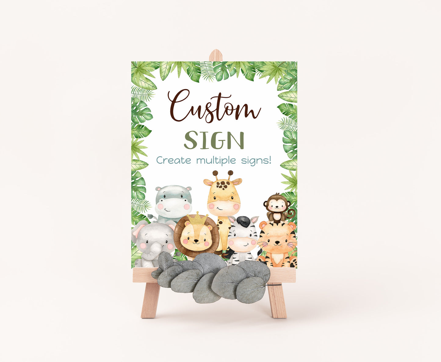 Custom Safari Table Sign | Jungle Theme Party Decorations - 35E