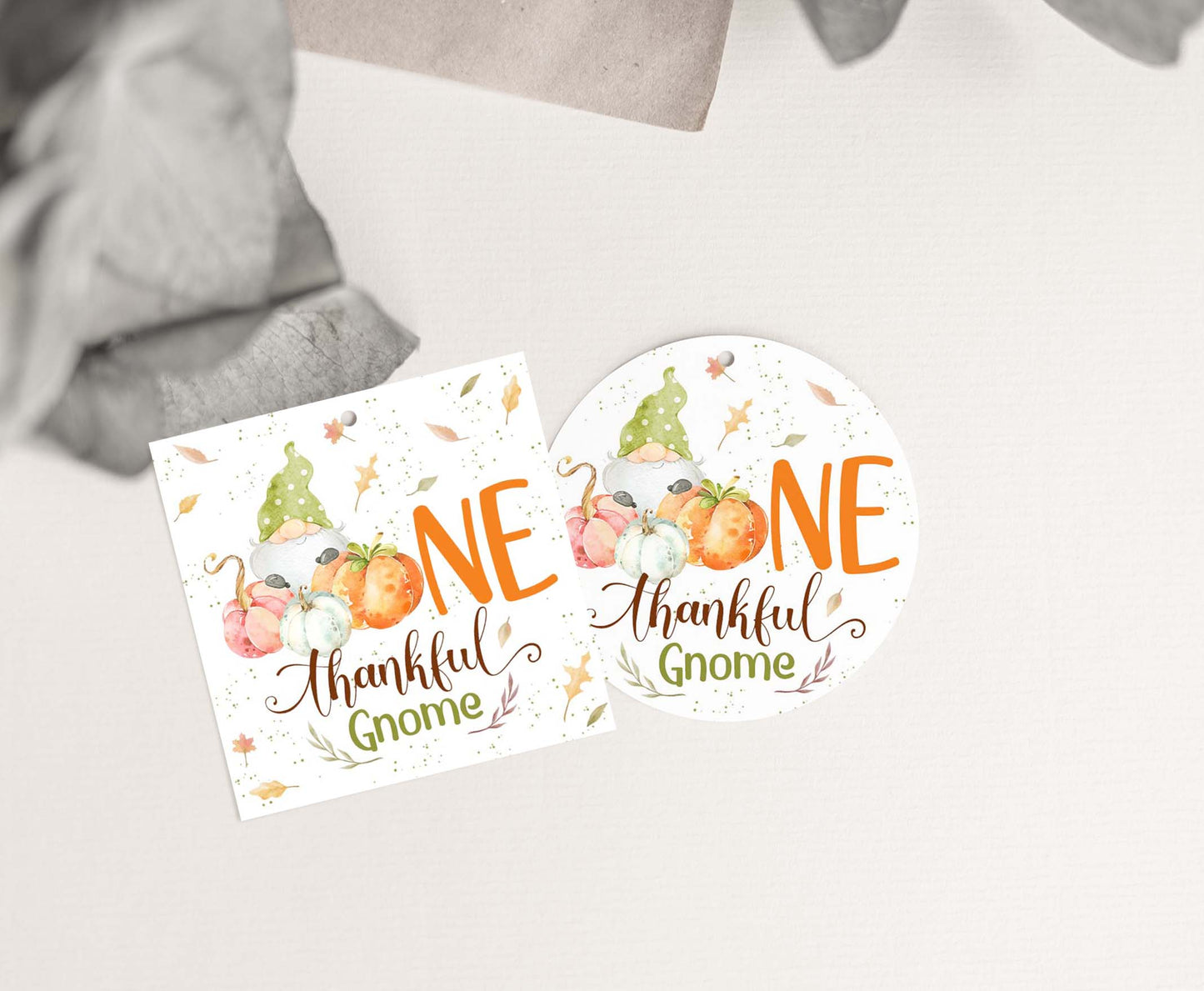 Gnome Thankful Tags 2"x2" | Thanksgiving Favor Tags- 118