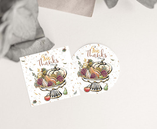 Give Thanks Tags 2"x2" | Thanksgiving Tags - 118