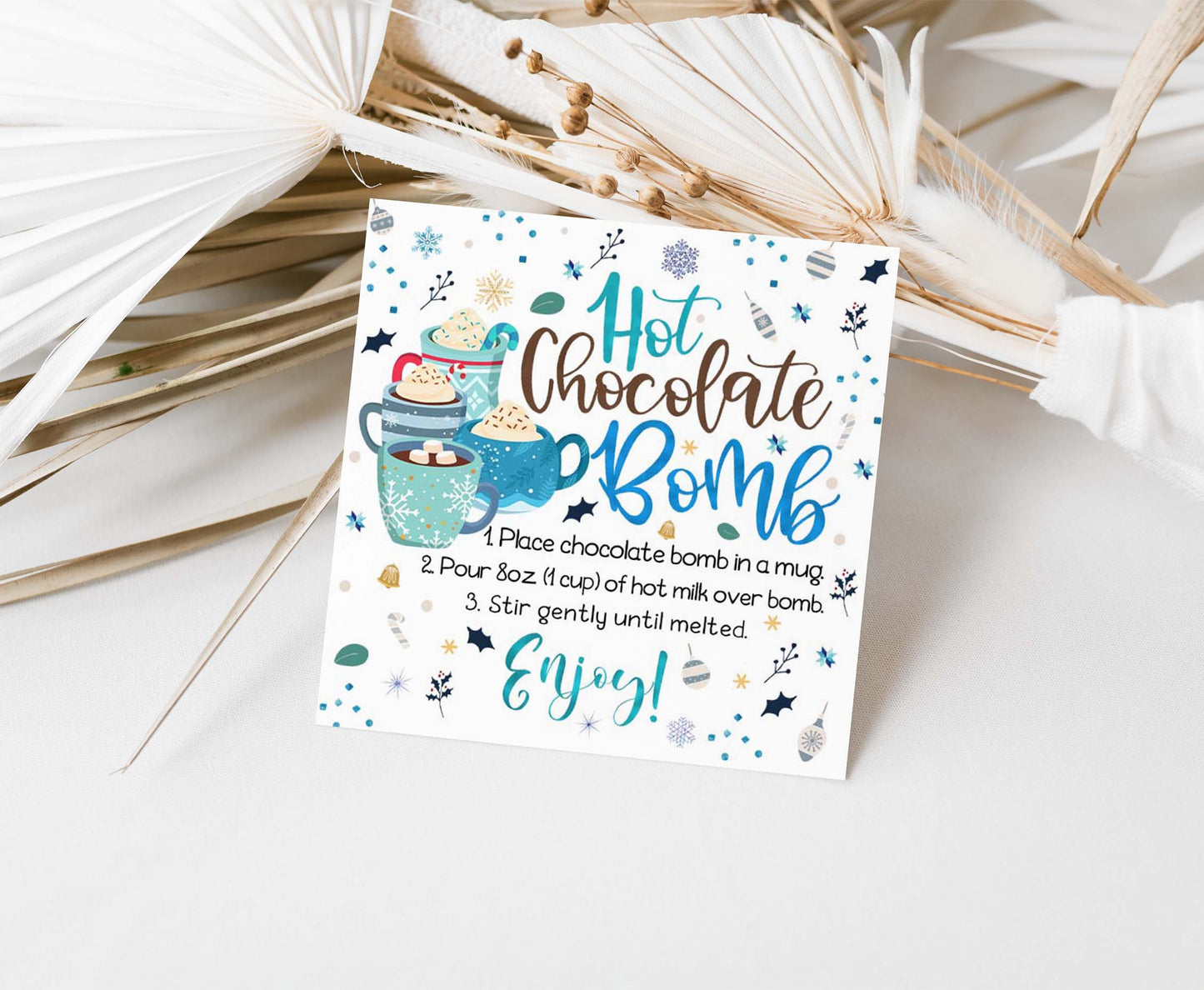 Hot Chocolate Bomb Tags 2"x2" | Christmas Hot Cocoa Gift Tags  - 112