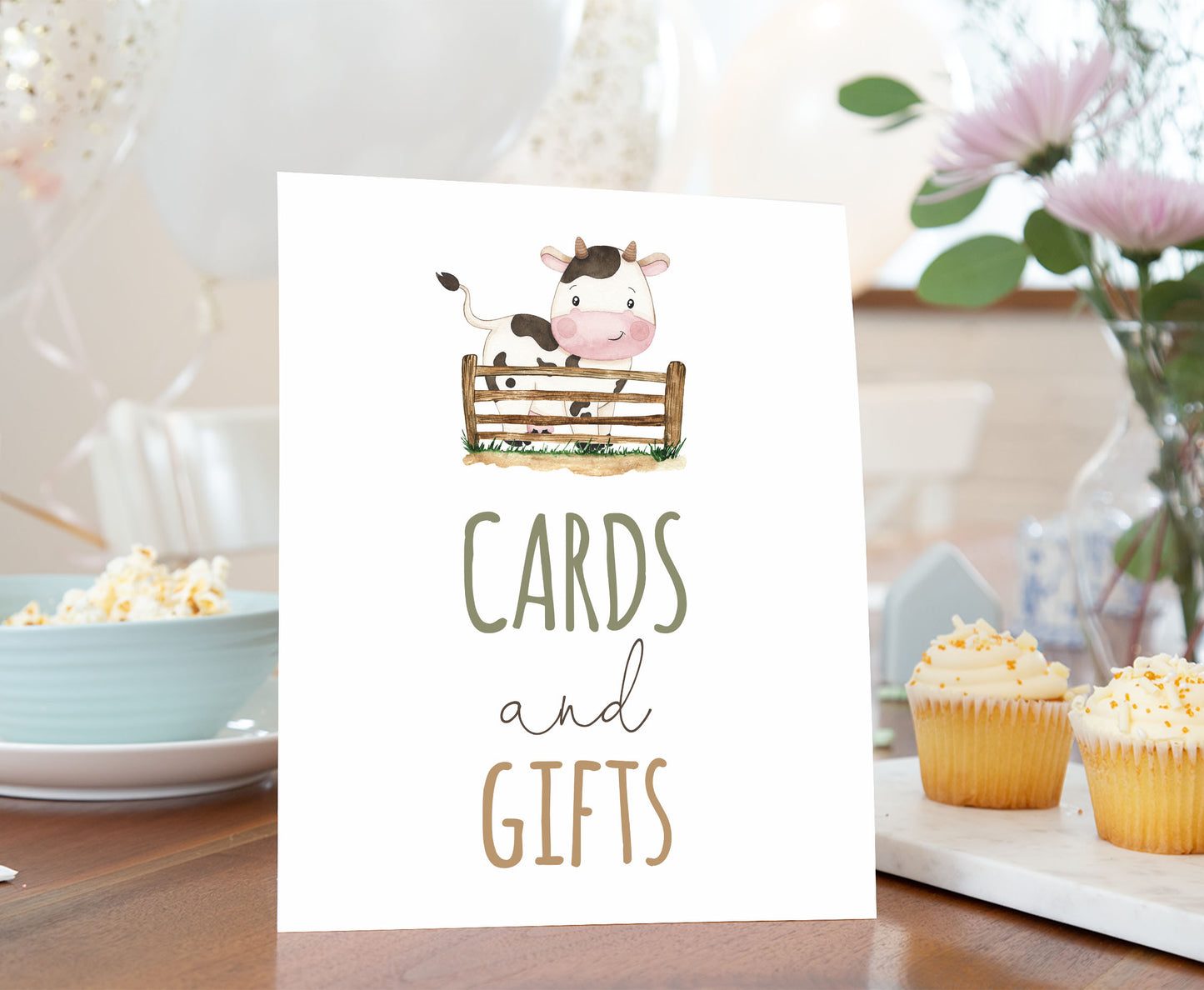 Cards and gifts Sign Printable | Farm Party Table Decoration - 11E