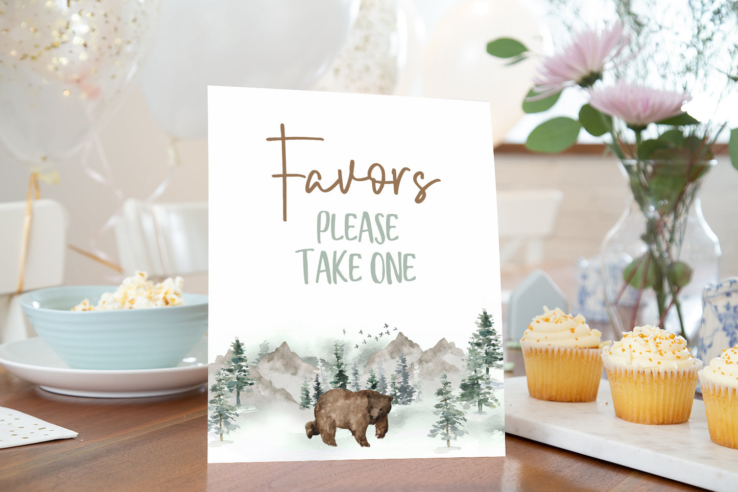 Woodland Favors Sign | Forest Animals Party Decorations - 47H