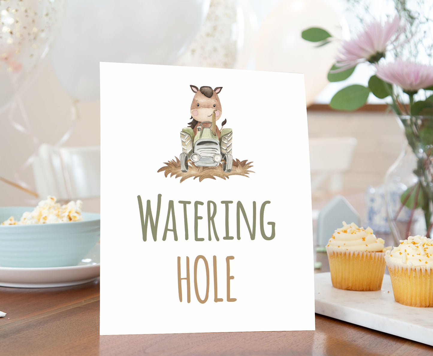 Watering Hole  Sign Printable | Farm Party Table Decoration - 11E