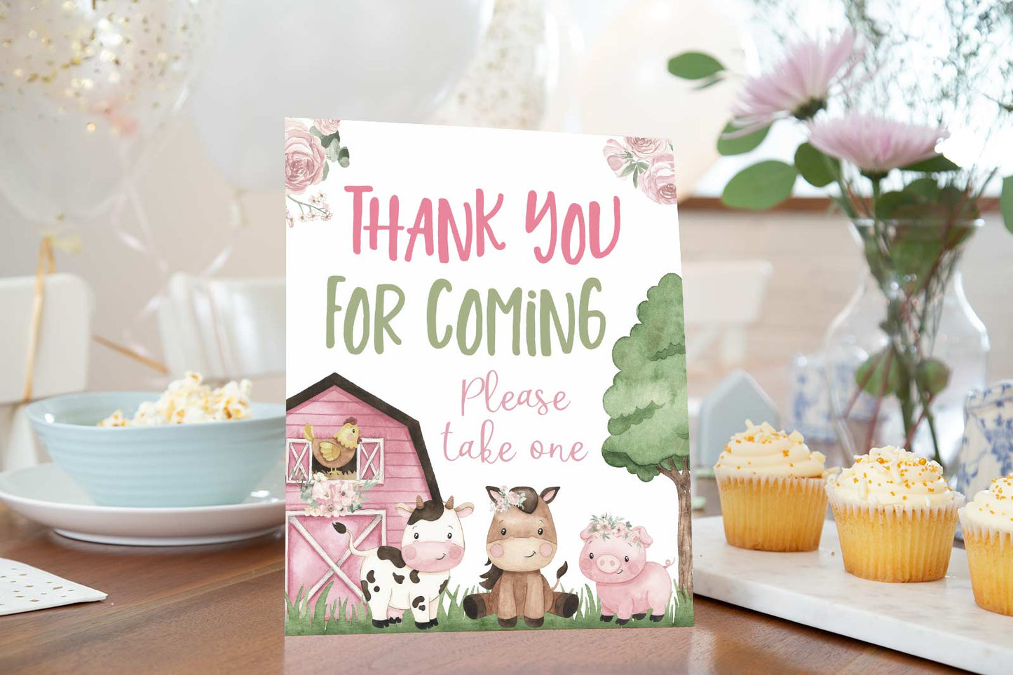 Thank You For Coming Sign | Girl Farm Party Decorations - 11A