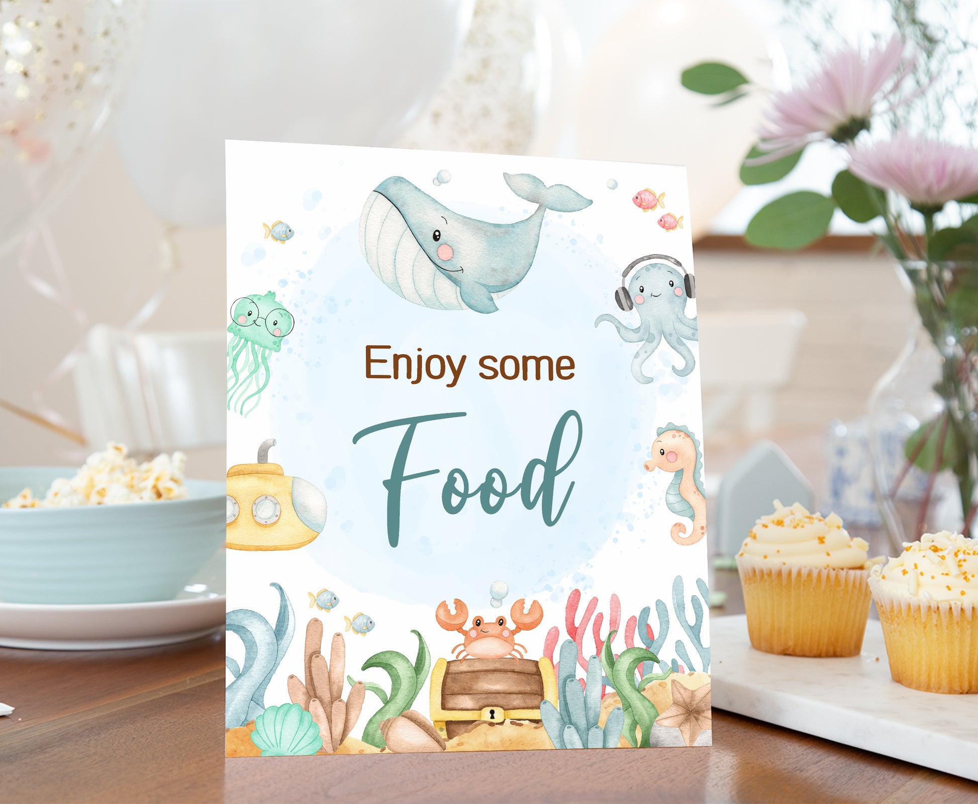 Under the Sea Food Sign  Ocean Themed Party Table Decorations - 44A –  Print My Party