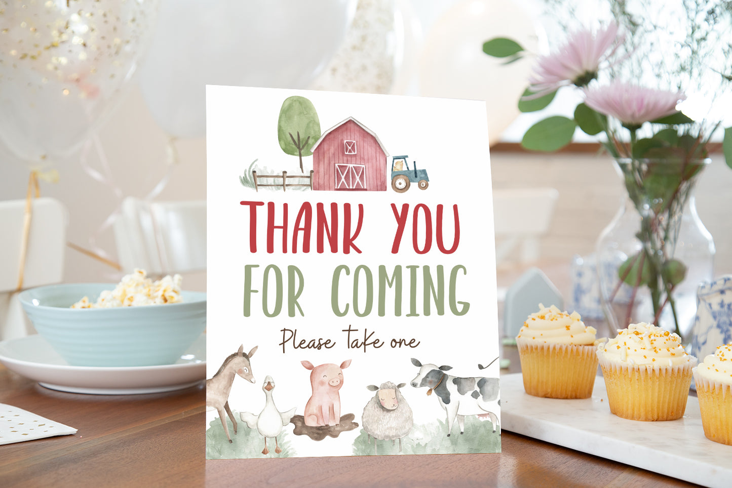 Thank You For Coming Sign | Farm Party Decorations - 11B