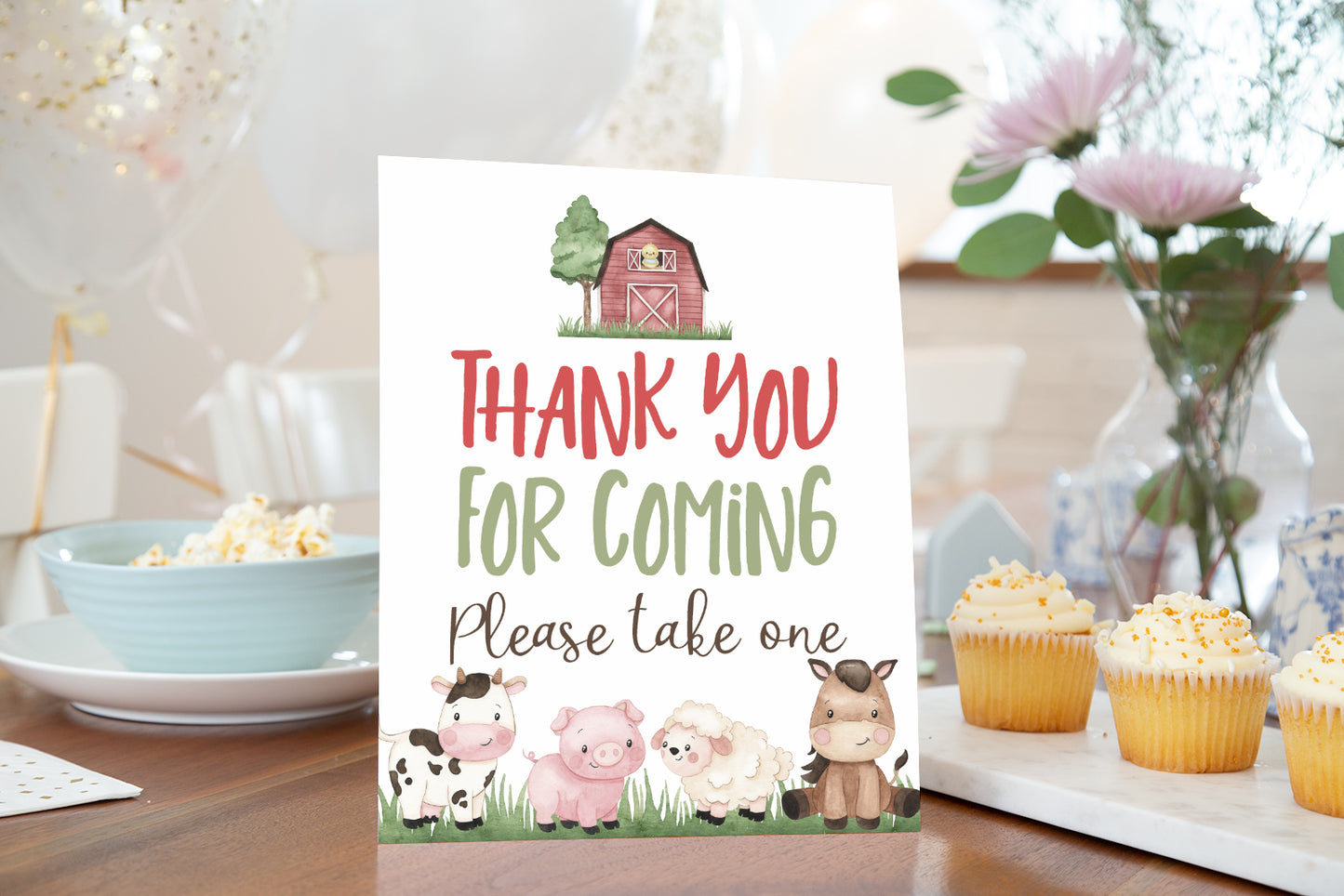 Thank You For Coming Sign Printable | Farm Party Table Decoration - 11A