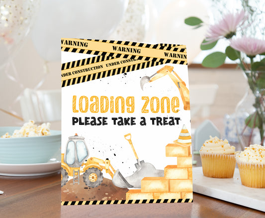 Loading Zone Table Sign Printable | Construction Party Table Decoration - 07A