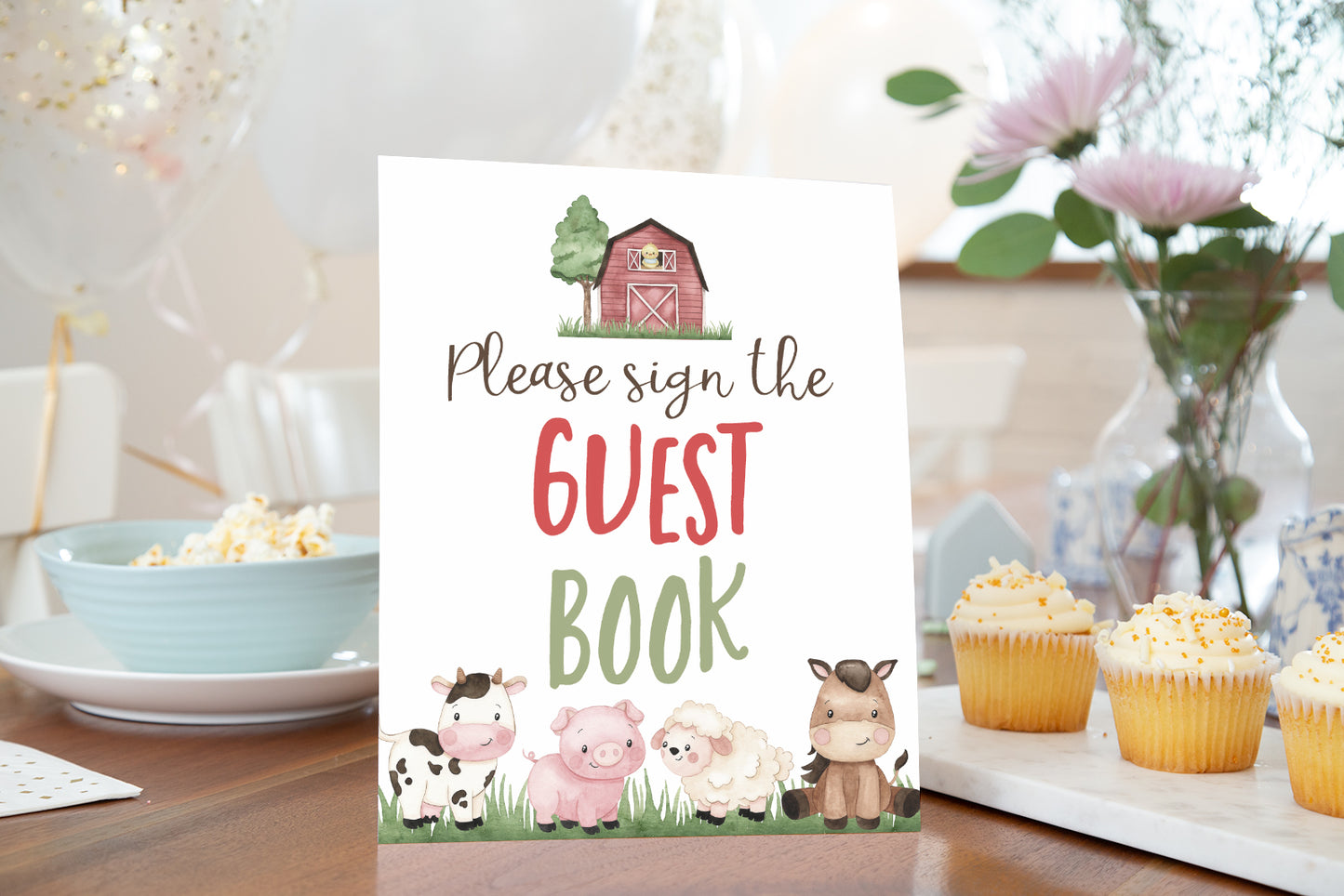 Guest Book Sign Printable | Farm Party Table Decoration - 11A