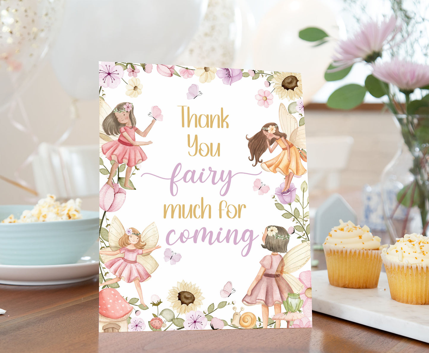 Fairy Thank You for coming Sign | Fairy Themed Party Table Decorations - 10A