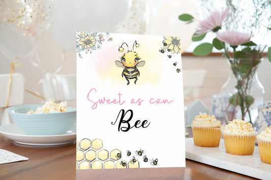 Sweet as can Bee Table Sign | Bee theme Party Table Decoration - 61A