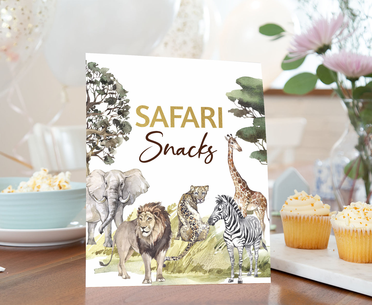 Safari Snacks table sign | Jungle Themed Party Table Decorations - 35I