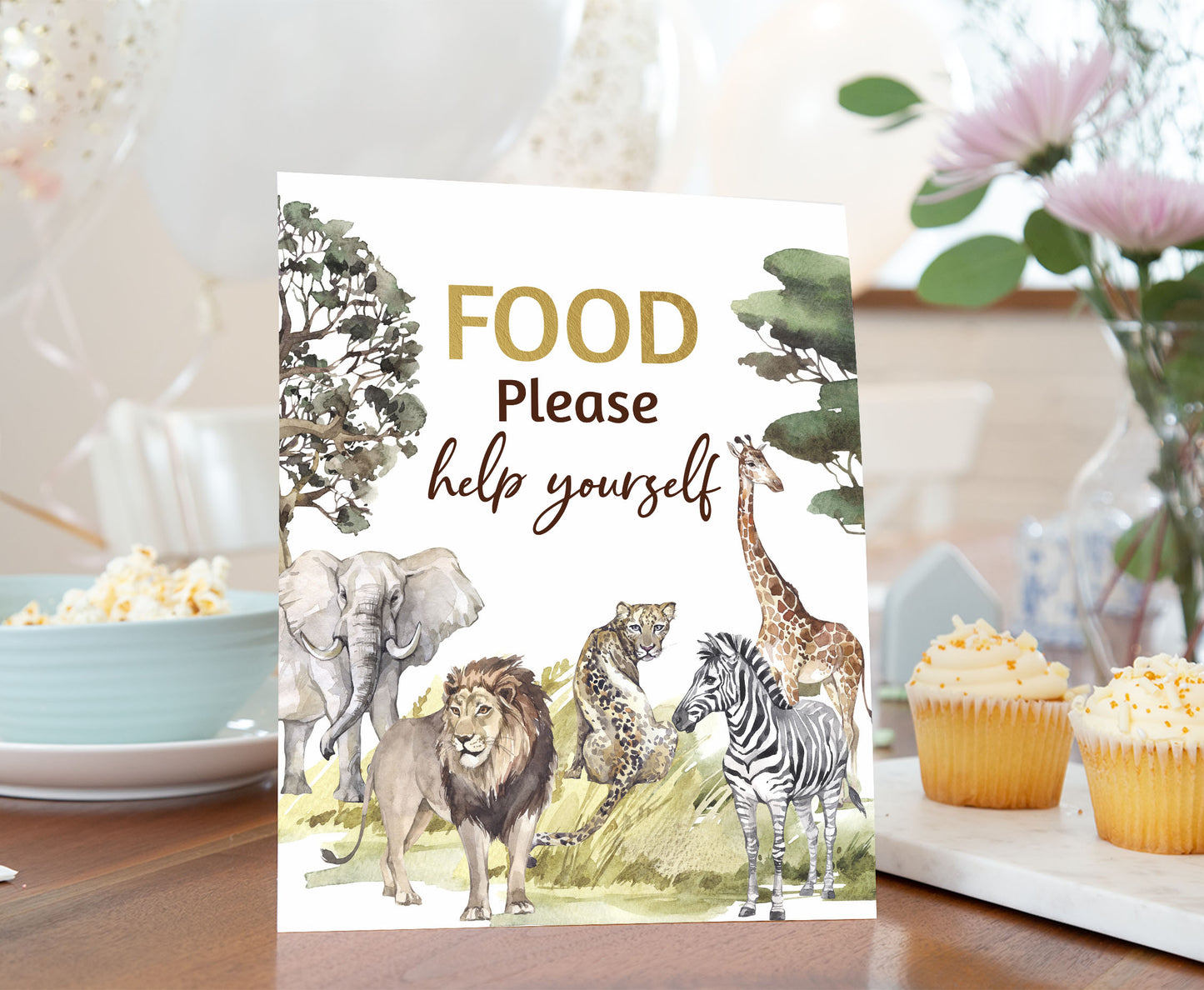 Safari Food Sign | Jungle Themed Party Table Decorations - 35I