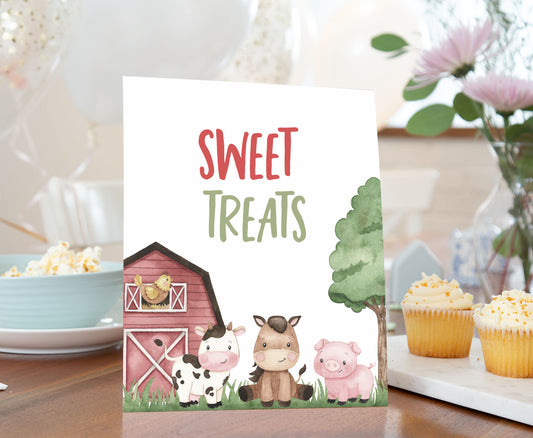 Sweet Treats Sign Printable | Farm Party Table Decoration - 11A