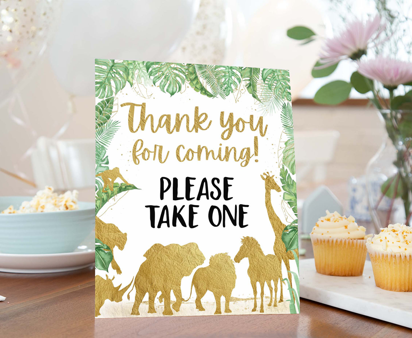 Safari Thank you for coming Sign | Jungle Themed Party Table Decorations - 35K