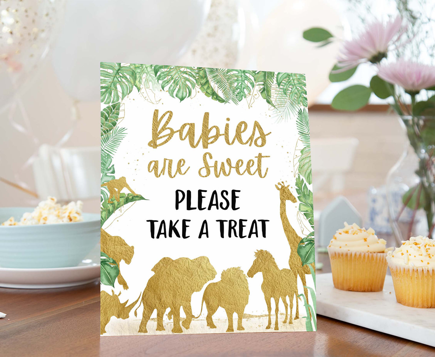 Safari Babies are Sweet Sign | Jungle Themed Party Table Decorations - 35K