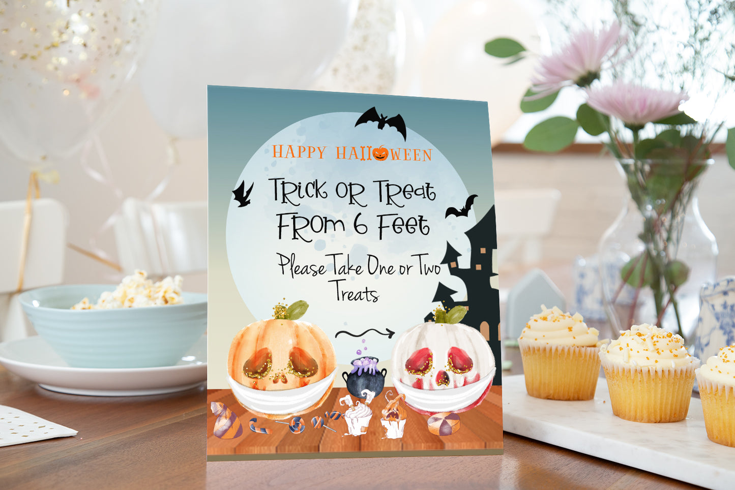 Halloween Treats Sign Printable | Halloween theme Party Table Decoration -115D