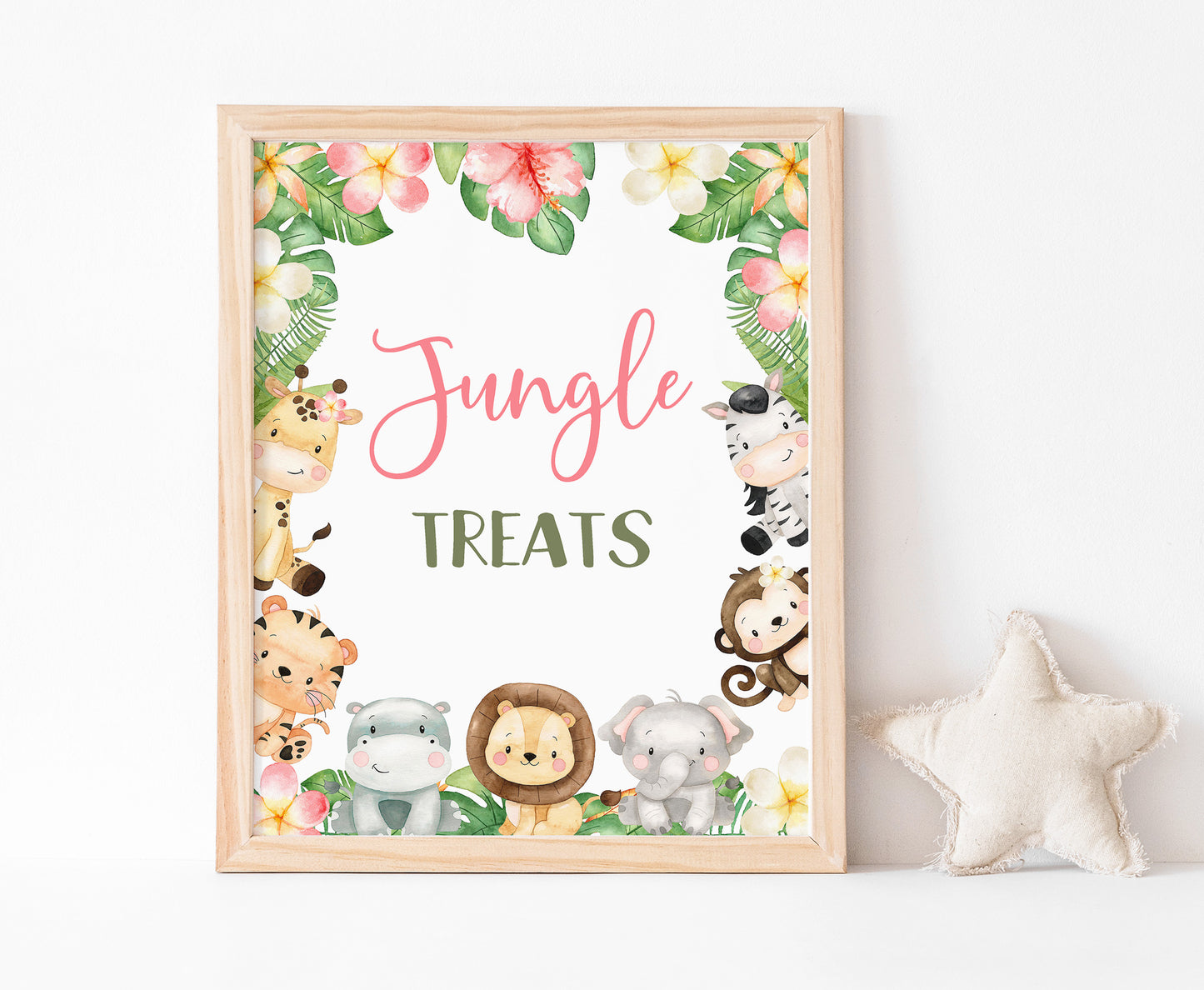 Jungle Treats Sign | Girl Safari Animals Party Table Decorations - 35E