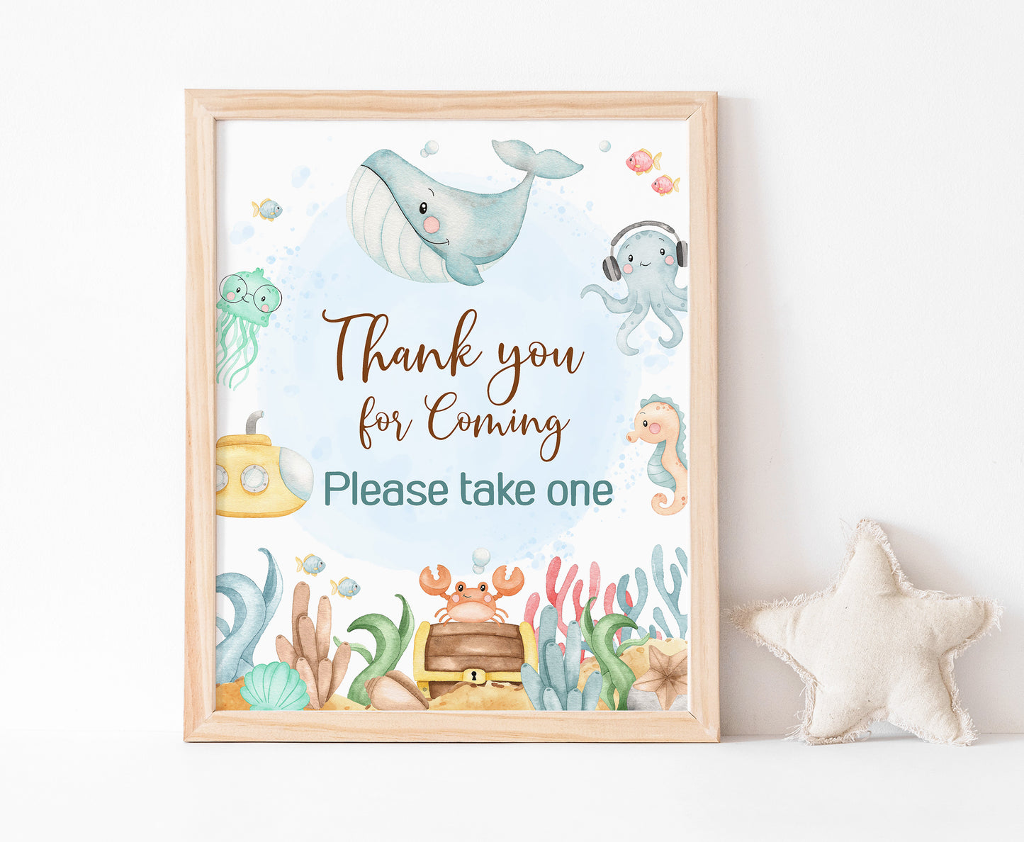 Under the Sea Thank you for Coming Sign | Ocean Themed Party Table Decorations - 44A